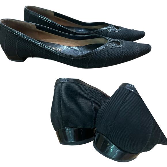 Vintage Ferragamo Black Cutout Pointy Toe Flats Slip On Shoes / Size 7.5 - - Picture 3 of 4